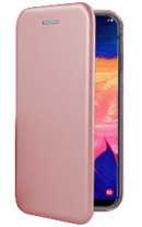 Луксозен кожен калъф тефтер ултра тънък Wallet FLEXI и стойка за Samsung Galaxy A10 A105F златисто розов